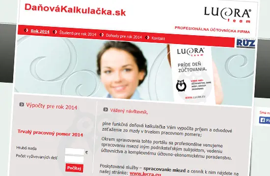 Daňová kalkulačka je nová stránka firmy LUCRA team