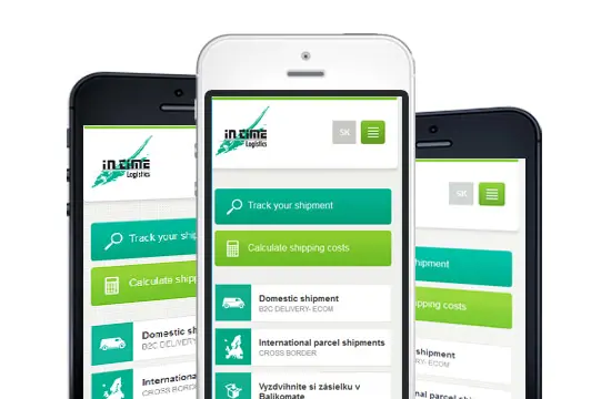 Mobilná verzia webu intime.sk pre spoločnosť IN TIME
