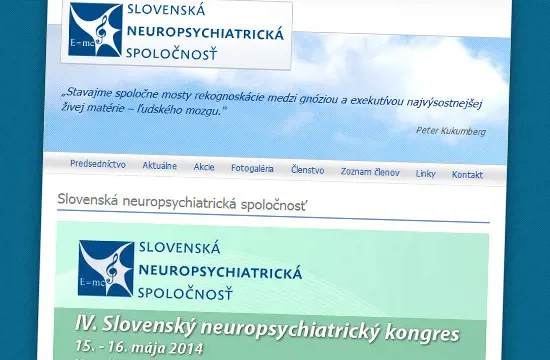 Web stránka pre Slovenskú neuropsychiatrickú spoločnosť