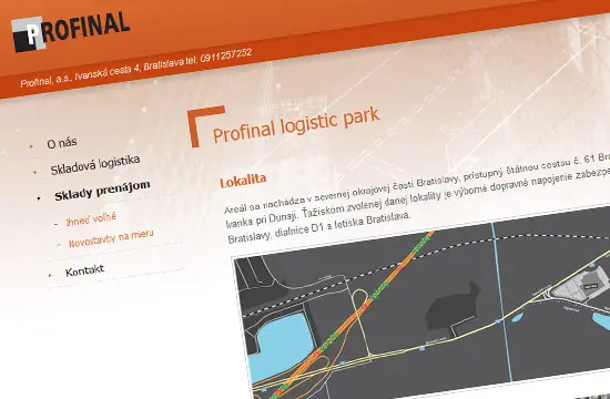 Spoločnosť Profinal a.s. má novú webstránku