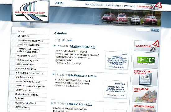 Slovenská správa ciest má novú web stránku